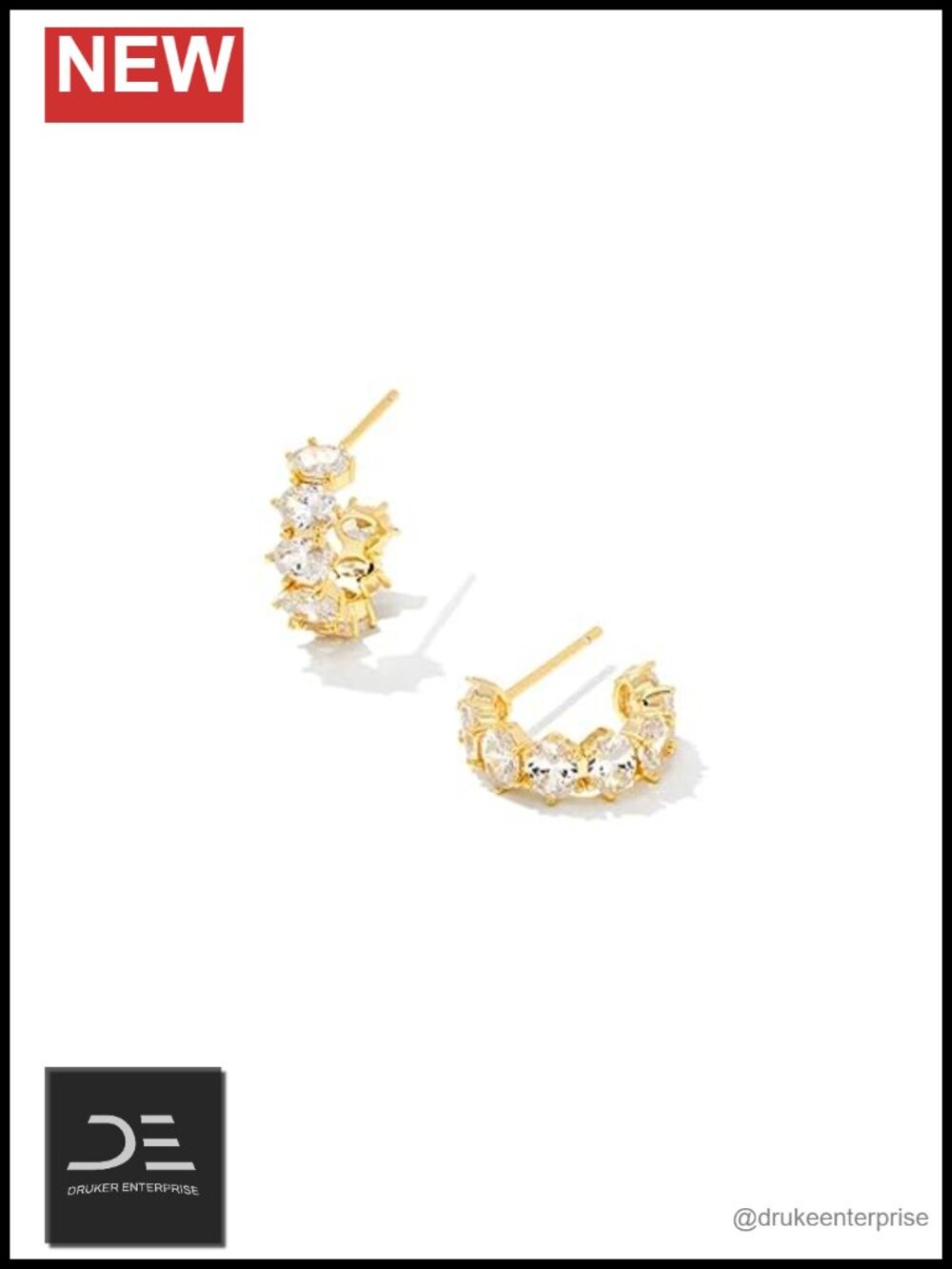 Kendra Scott Cailin Crystal Huggie Earrings 14K Gold Plated Pierced